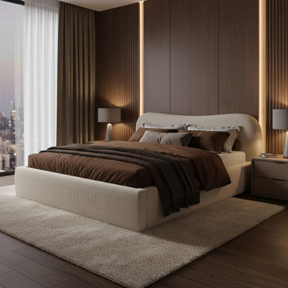 Polstret Seng MILANO 200x200 cm Opbevaringsramme Beige