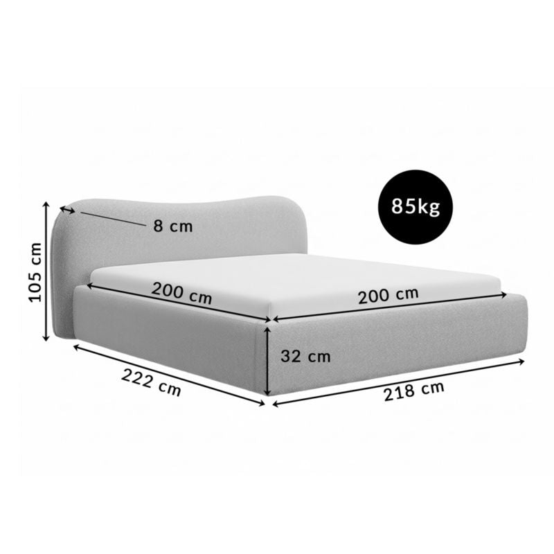 Polstret Seng MILANO 200x200 cm Opbevaringsramme Beige