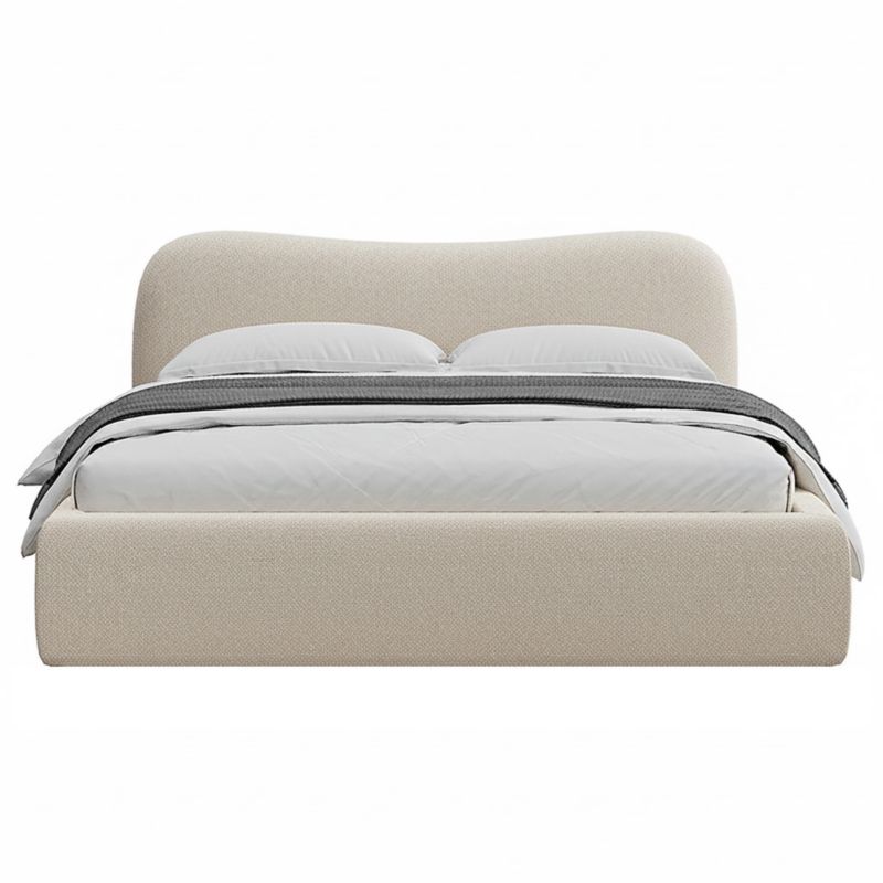 Polstret Seng MILANO 200x200 cm Opbevaringsramme Beige