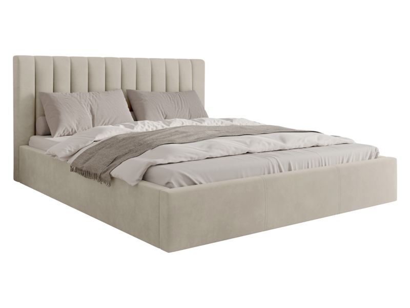 Tapiceret Seng Cosmo 180x200 Beige Med Opbevaring