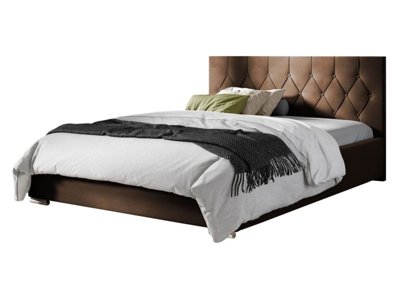Polstret Seng Sky Tap 200x200 Brun