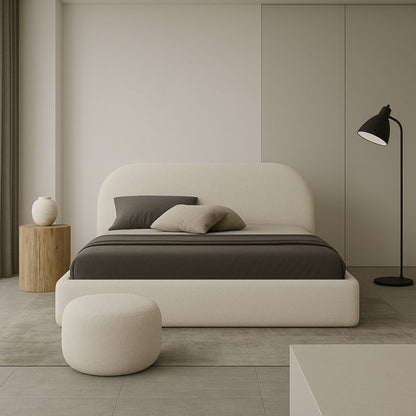 Polstret Seng MOON 120x200 cm Bouclé Creme