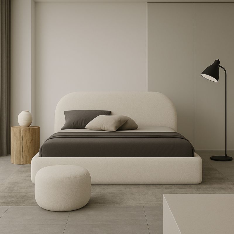 Polstret Seng MOON 120x200 cm Bouclé Creme