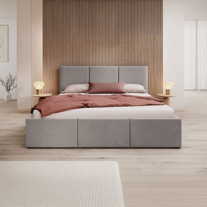 Polstret Seng Med Opbevaring SFG0159 140x200 Grå Velour