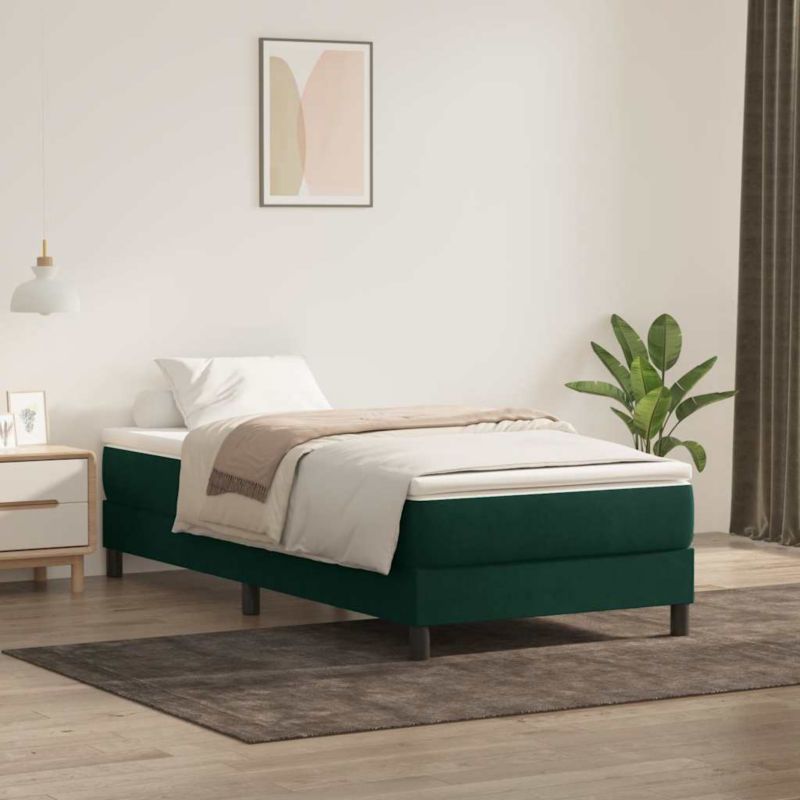 Boxspringseng 80x210 cm Mørkegrøn Fløjl