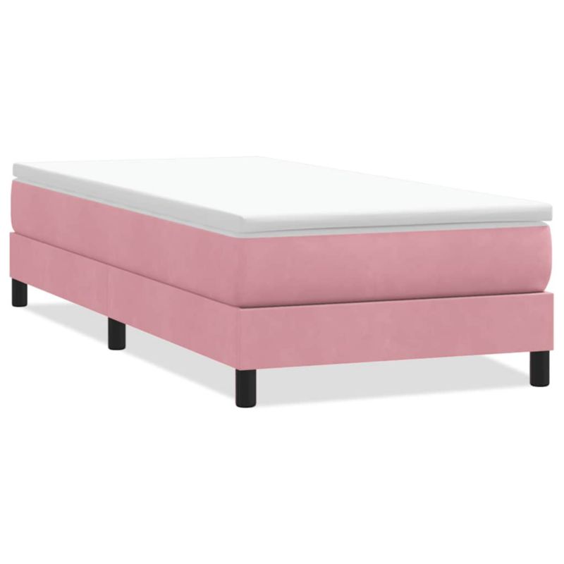 Boxspringseng 80x210 cm Rosa Fløjl