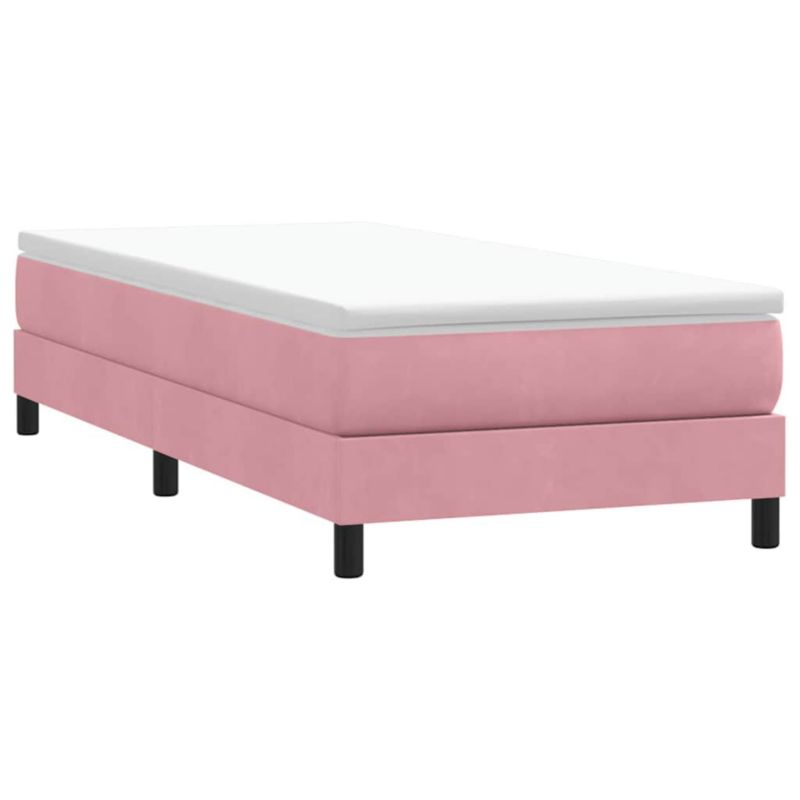 Boxspringseng 80x210 cm Rosa Fløjl