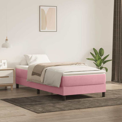 Boxspringseng 80x210 cm Rosa Fløjl