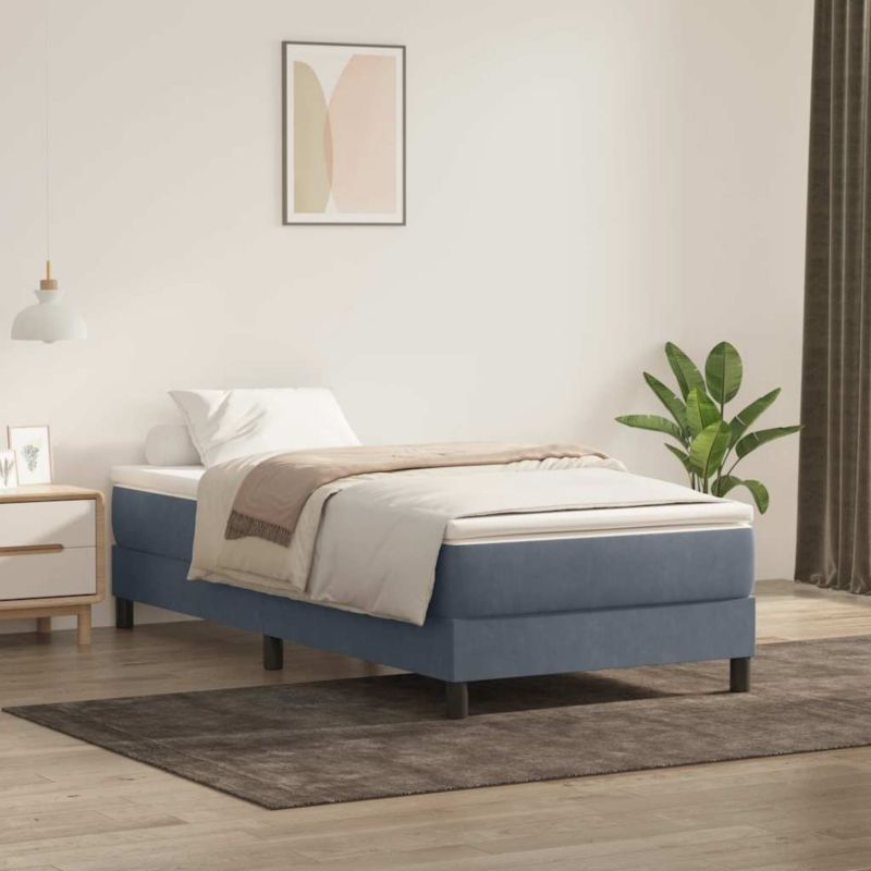 Boxspringseng 80x220 cm Grå Fløjl