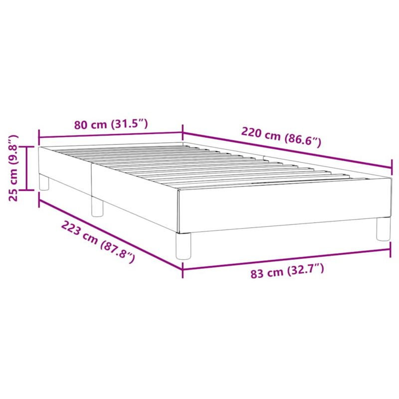Boxspringseng 80x220 cm Grå Fløjl