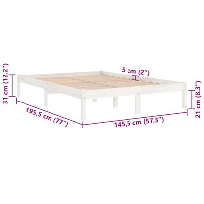 Sengeram VidaXL 140x190 cm Hvid Fyrretræ