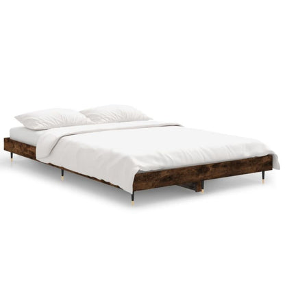 Sengeramme VidaXL 120x190 cm Røget Eg Metalben Krydsfinér