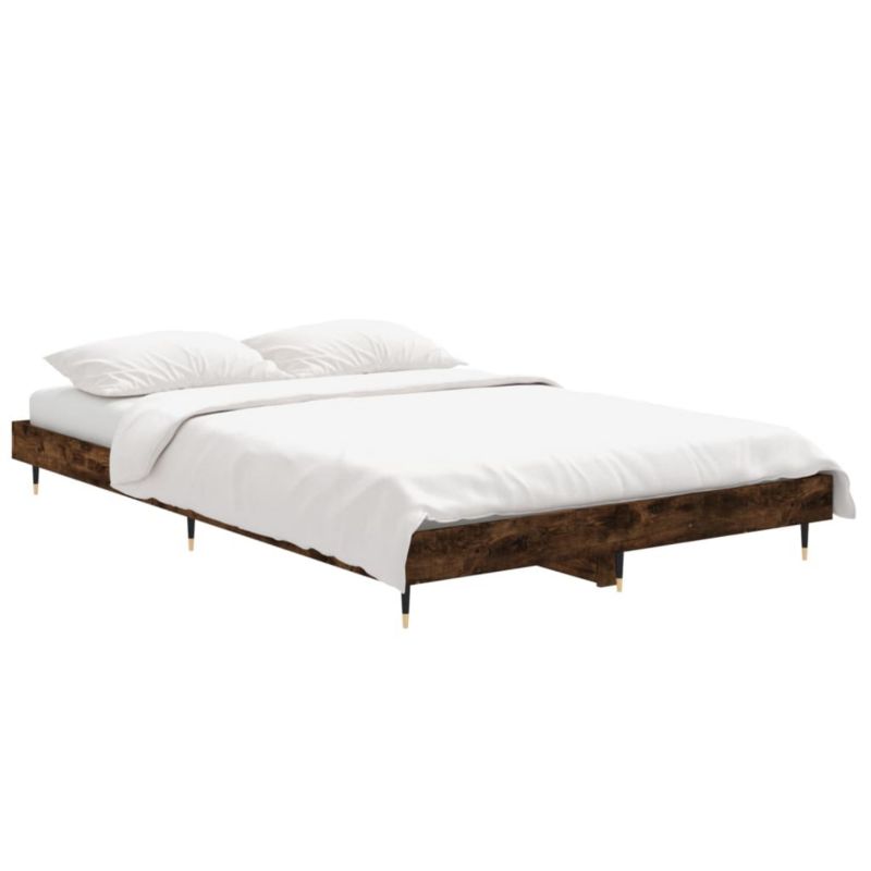 Sengeramme VidaXL 120x190 cm Røget Eg Metalben Krydsfinér
