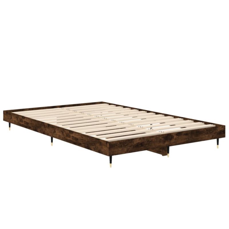 Sengeramme VidaXL 120x190 cm Røget Eg Metalben Krydsfinér