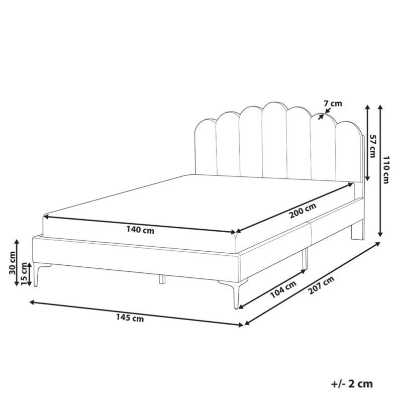 Seng Sauvian 140x200 cm Hvid Velour