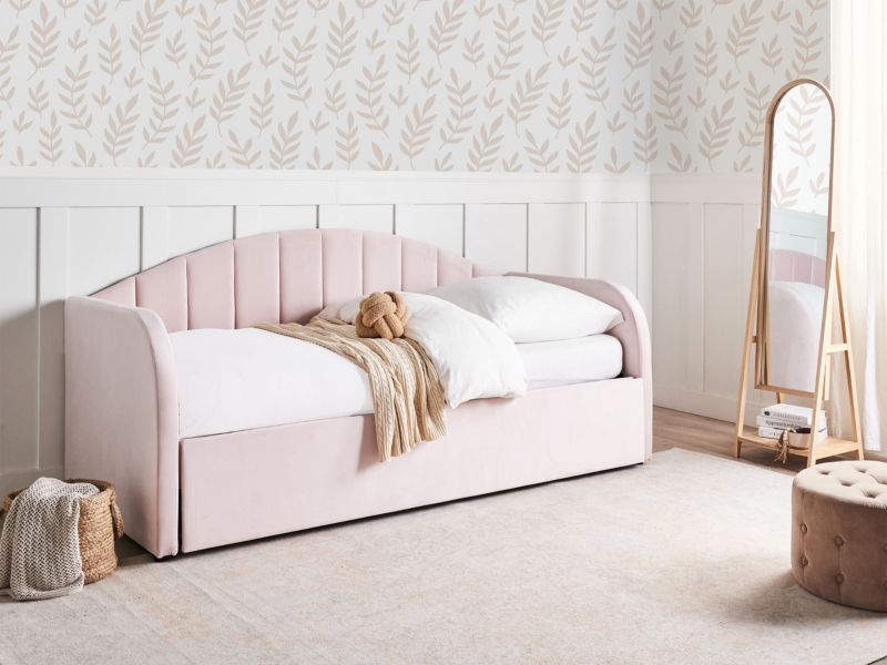 Udtræksseng Velour Eyburie 90x200 cm Pastelrosa