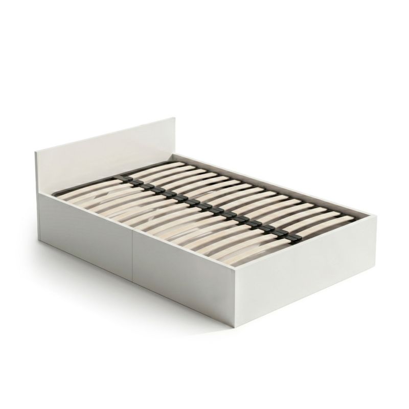 Seng med Opbevaring Akord 100x200 cm Hvid Løftestel