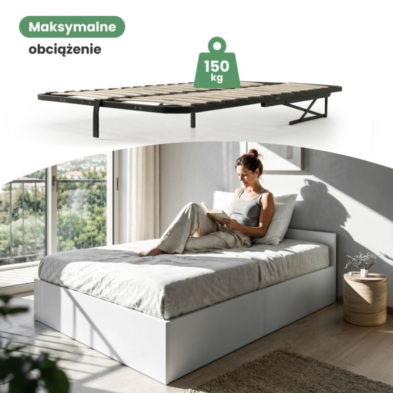 Seng med Opbevaring Akord 100x200 cm Hvid Løftestel