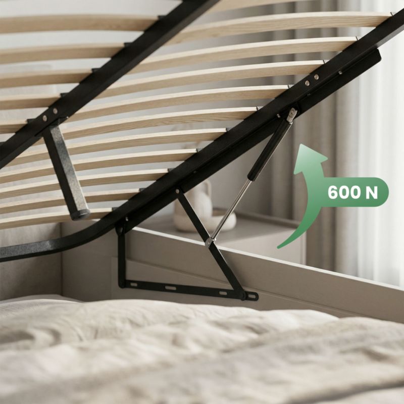 Seng med Opbevaring Akord 100x200 cm Hvid Løftestel