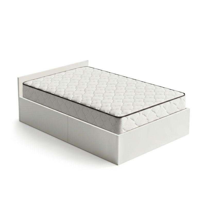 Seng med Opbevaring AKORD 100x200 cm Metalstel Løft og Springmadras Hvid