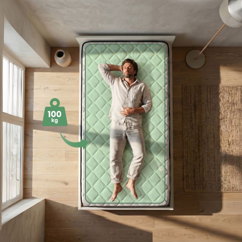 Seng med Opbevaring AKORD 100x200 cm Metalstel Løft og Springmadras Hvid