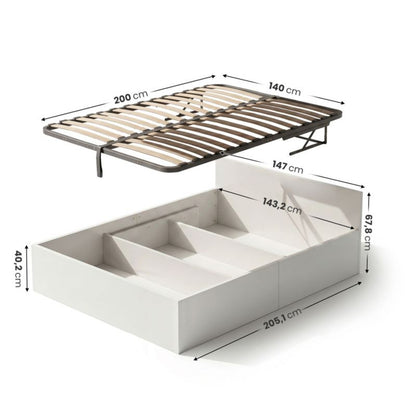 Seng med Opbevaring Akord 140x200 cm Hvid
