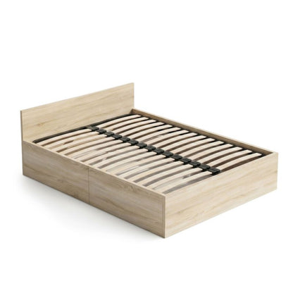 Seng med Opbevaring AKORD 140x200 cm Metalstel Løftesystem Egetræ Sonoma