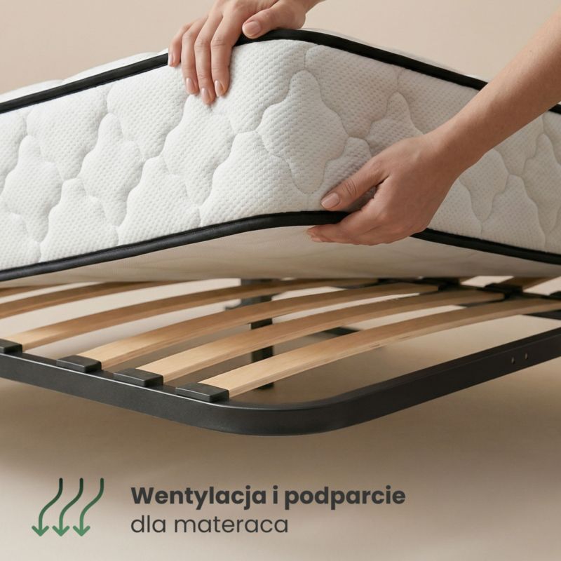Seng med Opbevaring AKORD 140x200 cm Metalstel Løftesystem Egetræ Sonoma