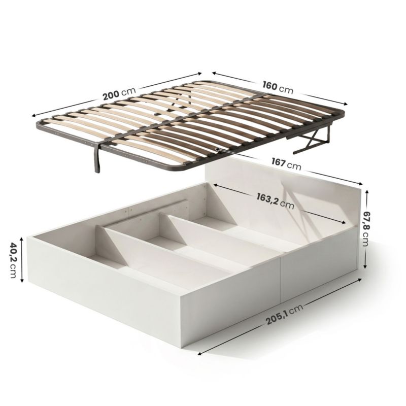 Seng med Opbevaring AKORD 160x200 cm Hvid