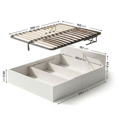 Seng med Opbevaring AKORD 160x200 cm Hvid