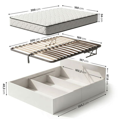 Seng med Opbevaring Akord 160x200 cm Hvid
