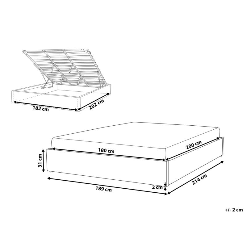 Seng med Opbevaring Dinan Lys Beige 180x200 cm