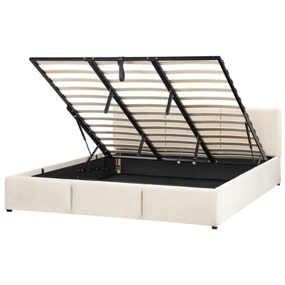 Seng med Opbevaring Bousse Velour Lys Beige 180x200 cm