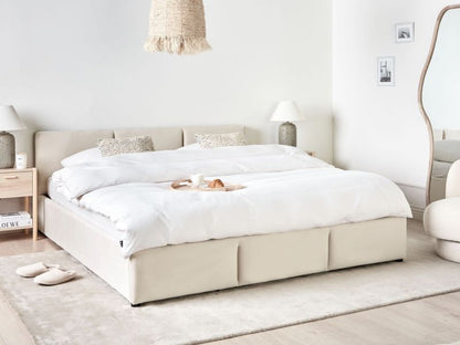 Seng med Opbevaring Bousse Velour Lys Beige 180x200 cm