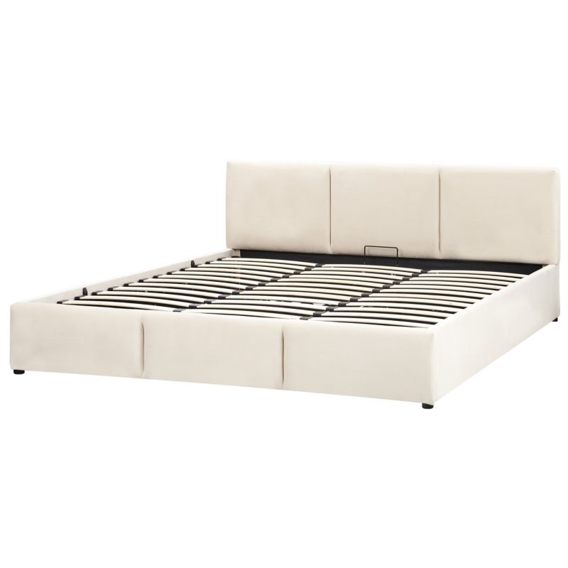 Seng med Opbevaring Bousse Velour Lys Beige 180x200 cm