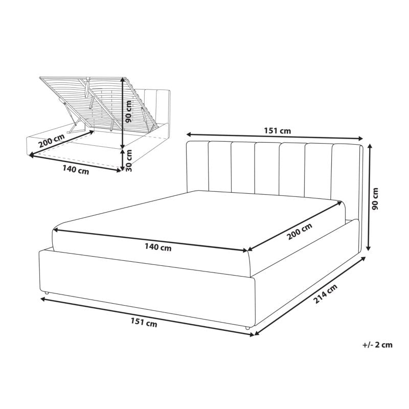 Seng med opbevaring Dreux Beige 140x200 cm