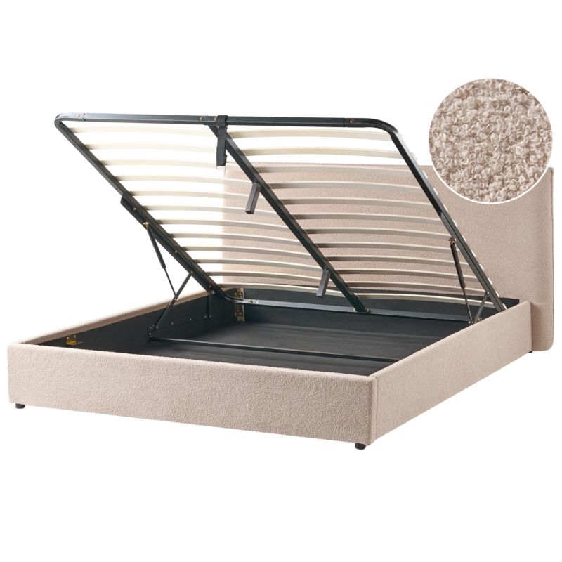 Seng med Opbevaring Lavaur Boucle Beige 180x200 cm