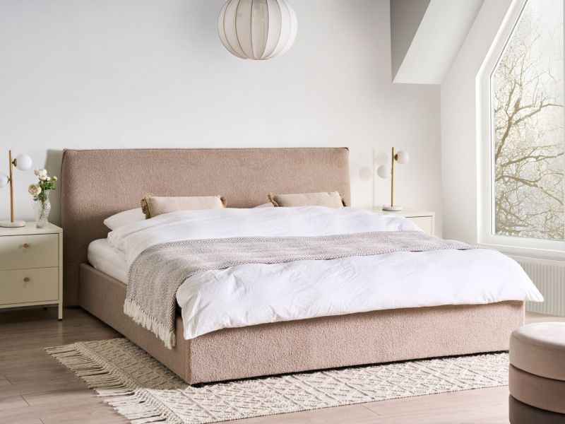 Seng med Opbevaring Lavaur Boucle Beige 180x200 cm