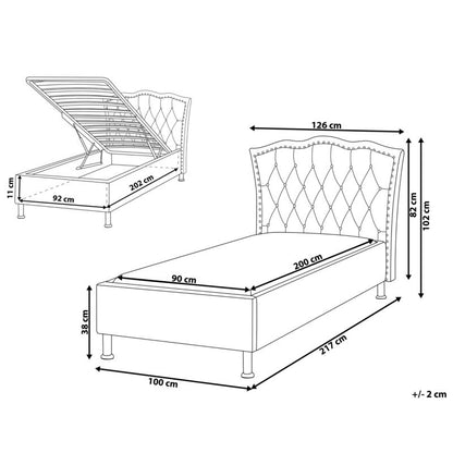 Seng med opbevaring Metz Velour Pastelrosa 90x200 cm