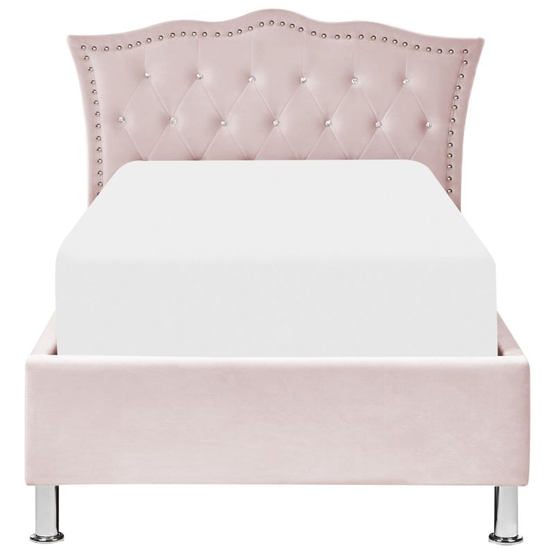 Seng med opbevaring Metz Velour Pastelrosa 90x200 cm