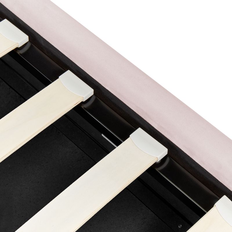 Seng med opbevaring Metz Velour Pastelrosa 90x200 cm