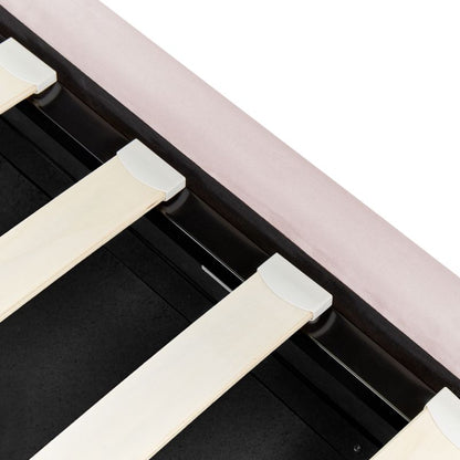 Seng med opbevaring Metz Velour Pastelrosa 90x200 cm