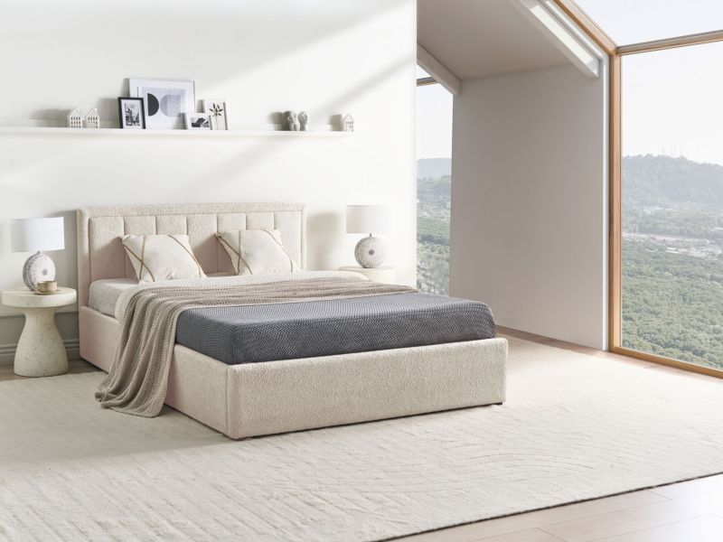 Seng med Opbevaring Montlaur Boucle Beige 140x200 cm