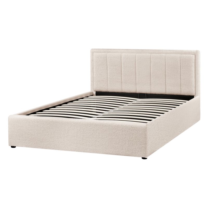Seng med Opbevaring Montlaur Boucle Beige 140x200 cm