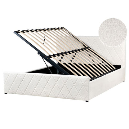 Seng med Opbevaring Rochefort Boucle Hvid 160x200 cm