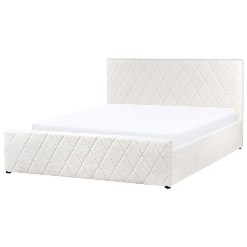 Seng med Opbevaring Rochefort Boucle Hvid 160x200 cm