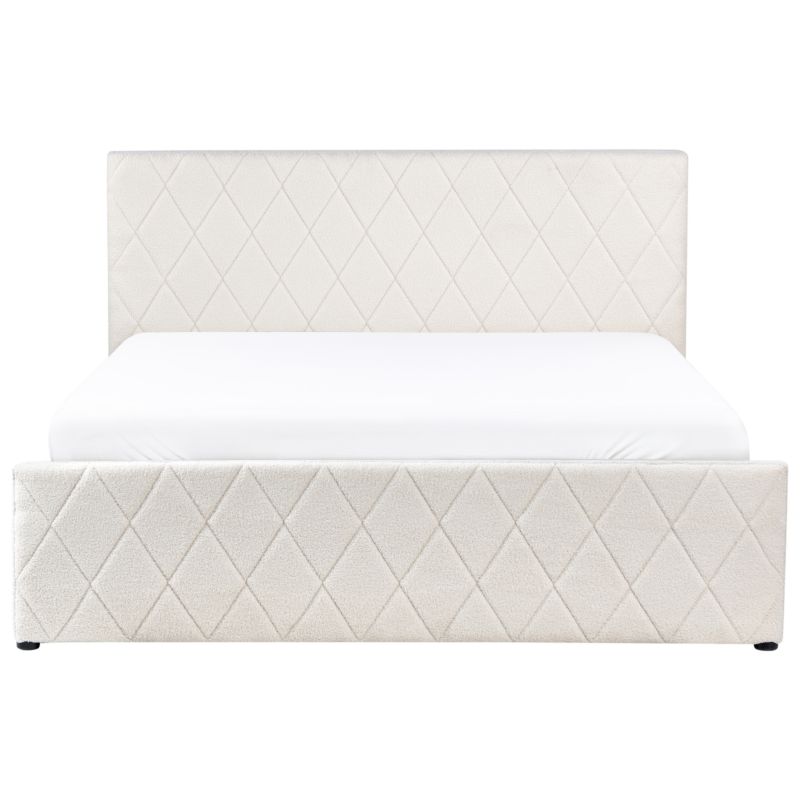 Seng med Opbevaring Rochefort Boucle Hvid 160x200 cm