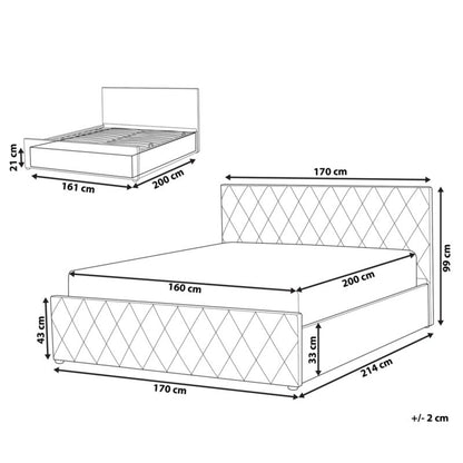 Seng med opbevaring Rochefort Fløjl Beige 160x200 cm
