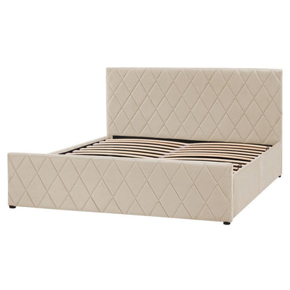 Seng med opbevaring Rochefort Fløjl Beige 160x200 cm