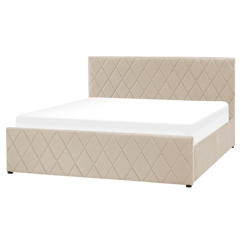 Seng med opbevaring Rochefort Fløjl Beige 160x200 cm